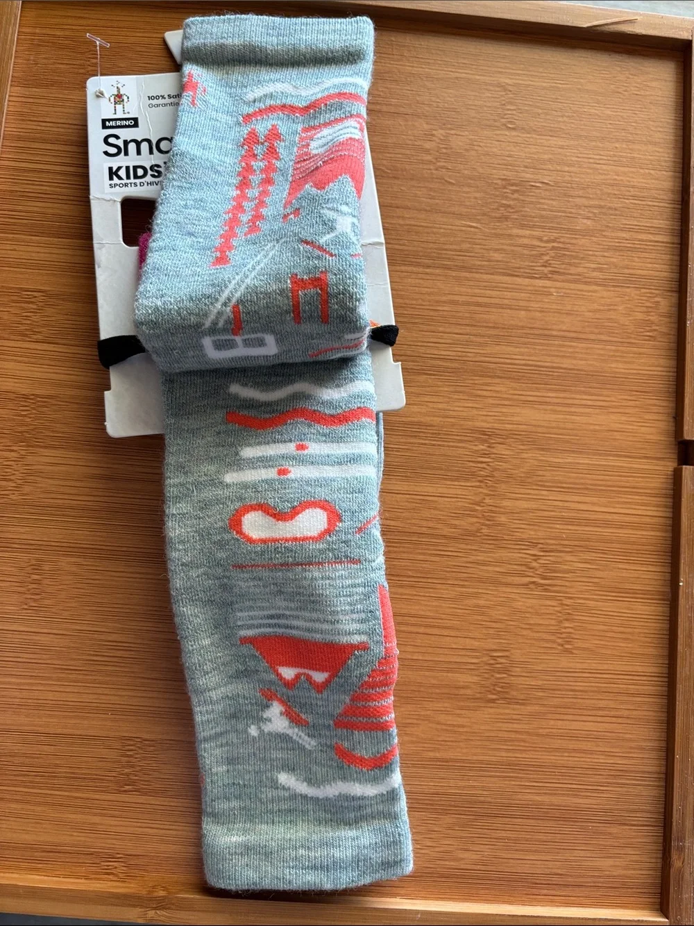 Smartwool Kids Wintersport Grey and Pink Merino Wool Socks - Picture 4 of 4